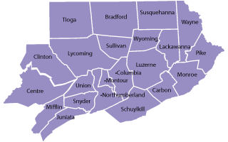outline of Northeast Counties in PA