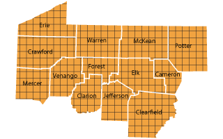 outline of Northwest Counties in PA
