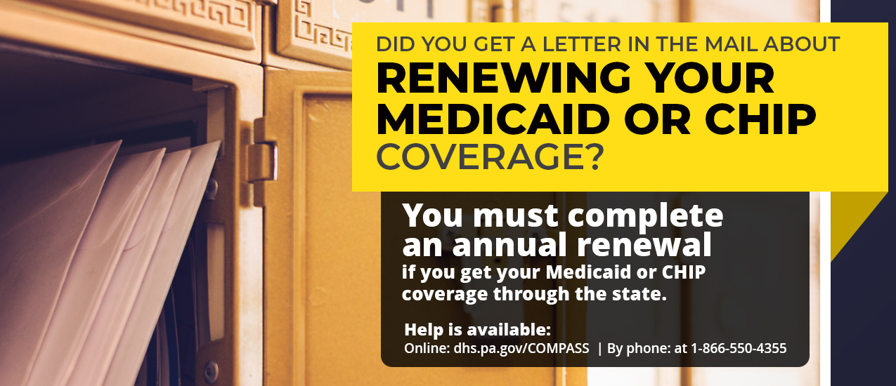 Newsletter banner about Medical Assistance Renewals